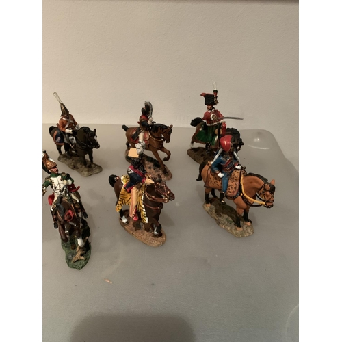 257 - ELEVEN DEL PRADO DIE CAST NAPOLIONIC ERA FIGURES OF SOLDIERS ON HORSEBACK