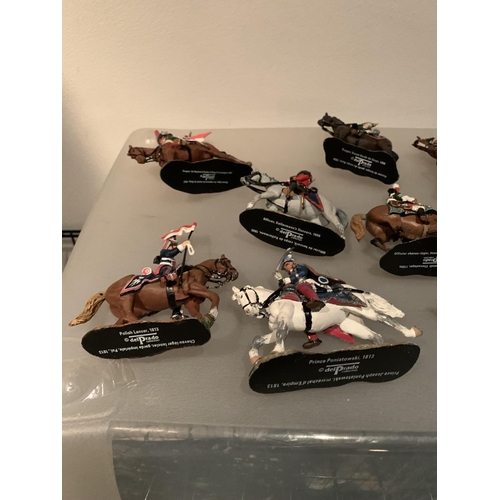 257 - ELEVEN DEL PRADO DIE CAST NAPOLIONIC ERA FIGURES OF SOLDIERS ON HORSEBACK