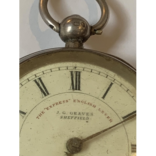 518A - A HALLMARKED BIRMINGHAM SHEFFIELD POCKET WATCH 'THE EXPRESS ENGLISH LEVER J.G. GREAVES SHEFFIELD' WI... 