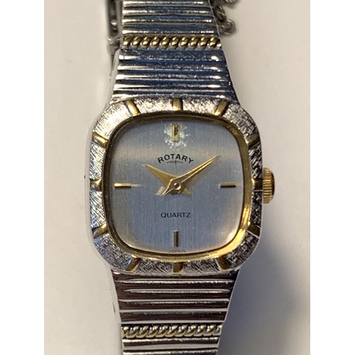 667A - A ROTARY WHITE AND TELLOW METAL STRAP WRIST WATCH IN NEED OF BATTERY