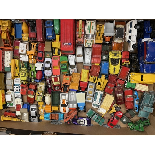 269 - TWO BOXES OF PLAYWORN VEHICLES TO INCLUDE MATCH BOX, CORGI, DAYS GONE ETC