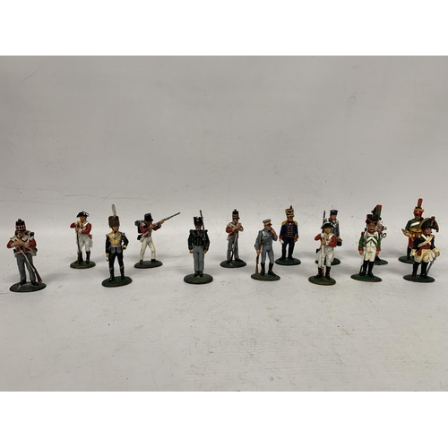 260 - FOURTEEN DEL PRADO DIE CAST NAPOLIONIC ERA FIGURES OF SOLDIERS TO INCLUDE BRITISH, SPANISH, ITALIAN,... 