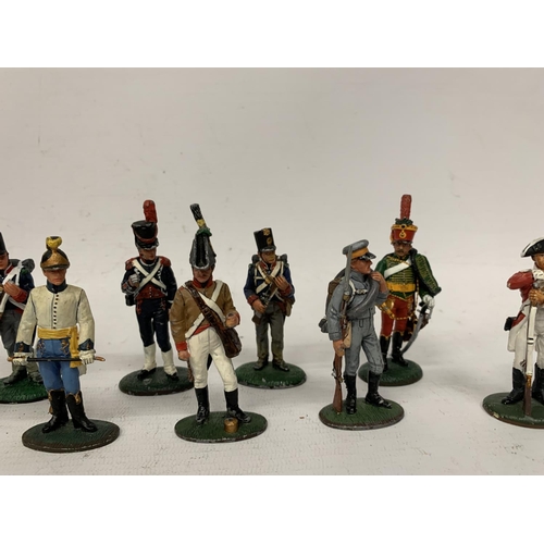 261 - FOUTEEN DEL PRADO DIE CAST NAPOLIONIC ERA FIGURES OF SOLDIERS TO INCLUDE BRITISH, AUSTRIAN, RUSSIAN ... 