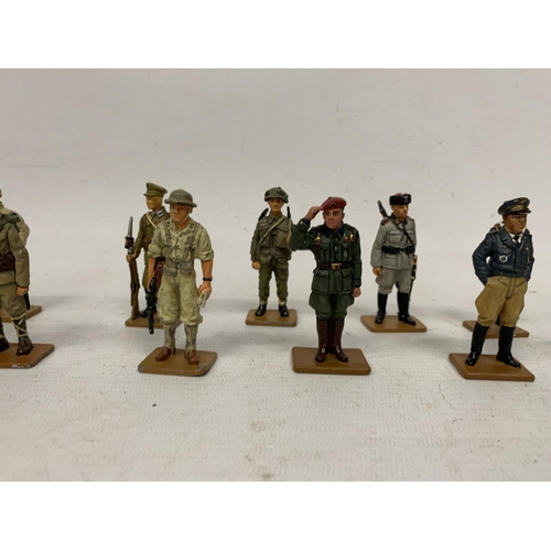 262 - TWELVE DEL PRADO DIE CAST WORLD WAR TWO FIGURES OF SOLDIERS TO INCLUDE USSR, CANADIAN, JAPANESE, GER... 