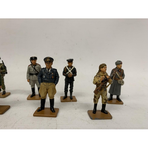 262 - TWELVE DEL PRADO DIE CAST WORLD WAR TWO FIGURES OF SOLDIERS TO INCLUDE USSR, CANADIAN, JAPANESE, GER... 