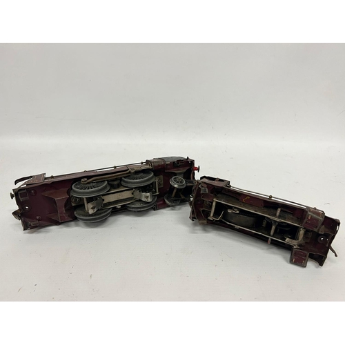 279 - TWO HORNBY O GAUGE ELECTRIC LOCOMOTIVES - A ROYAL SCOT AND A NUMBER 8712 - BOTH FOR RESTORATION