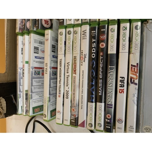 312 - A QUANTITY OF XBOX 360 GAMES AND DVD PLAYER TO INCLUDE FIFA, HALO ETC