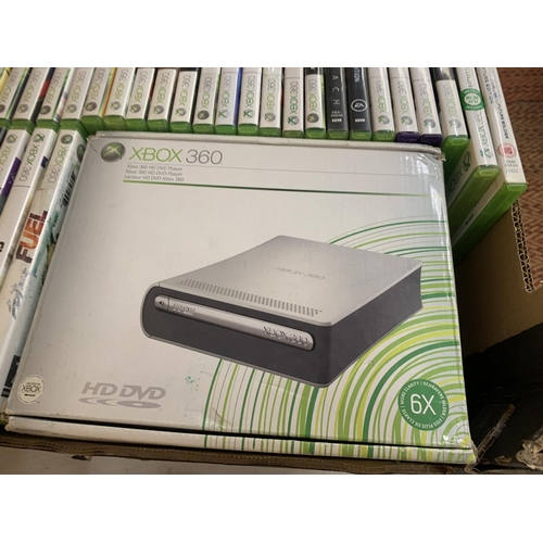 312 - A QUANTITY OF XBOX 360 GAMES AND DVD PLAYER TO INCLUDE FIFA, HALO ETC