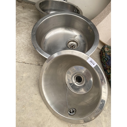 2014 - THREE VARIOUS STAINLESS STEEL SINKS