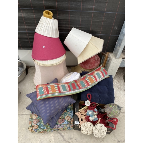 2015 - AN ASSORTMENT OF ITEMS TO INCLUDE CUSHIONS AND LIGHT SHADES ETC