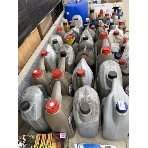 2018 - A LARGE ASSORTMENT OF MOTOR OILS AND LUBRICANTS ETC