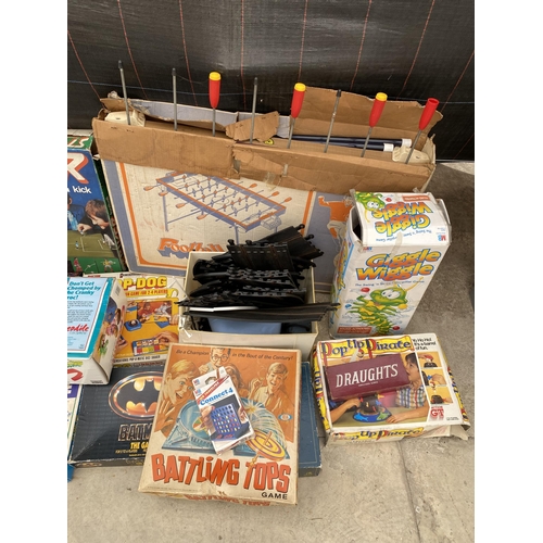 2019 - AN ASSORTMENT OF RETRO TOYS AND GAMES TO INCLUDE PARKER STRIKER, TABLE FOOTBALL AND POP UP PIRATE ET... 