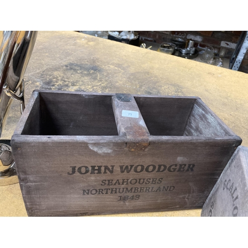 893 - TWO WOODEN 'JOHN WOODGER' SCALLOPS BOXES