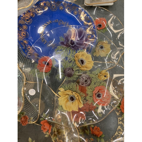 922 - A LARGE QUANTITY OF PATTERNED GLASSWARE PLATES AND SANDWICH TRAYS, ETC