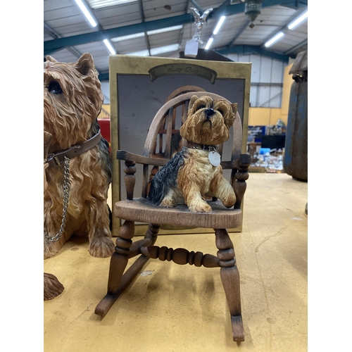 933 - FOUR LARGE LEONARDO MODELS OF YORKSHIRE TERRIERS