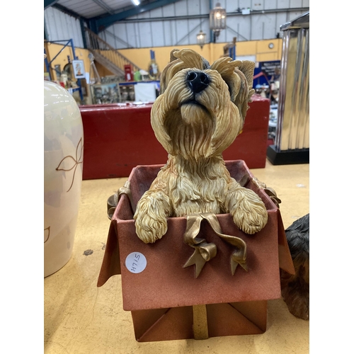 933 - FOUR LARGE LEONARDO MODELS OF YORKSHIRE TERRIERS