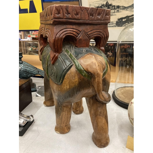 97 - A LARGE WOODEN ELEPHANT PLANT STAND HEIGHT 47CM, LENGTH 48CM