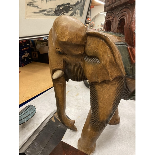 97 - A LARGE WOODEN ELEPHANT PLANT STAND HEIGHT 47CM, LENGTH 48CM