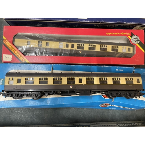 414 - THREE 00 GAUGE PASSENGER COACHES TO INCLUDE A HORNBY L.M.S. COACH FULL THIRD MODEL NO. R 935, AIRFIX... 