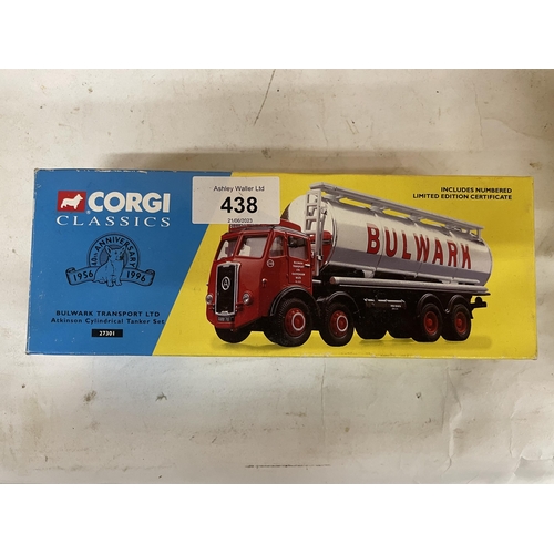 438 - A BOXED CORGI ATKINSON CYLINDRICAL TANKER SET  - BULWARK TRANSPORT LTD 27301