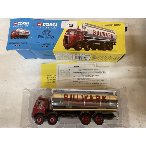 438 - A BOXED CORGI ATKINSON CYLINDRICAL TANKER SET  - BULWARK TRANSPORT LTD 27301