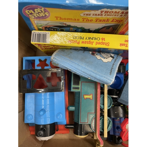 461 - TWO BOXES OF THOMAS RELATED ITEMS, FIGURES AND BOOKS