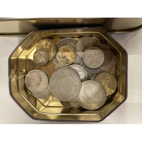 1009 - A COLLECTION OF PRE-DECIMAL COINS TO INCLUDE THREEPENNY BITS, SIXPENCES, A FLORIN, PENNIES, HA'PENNI... 