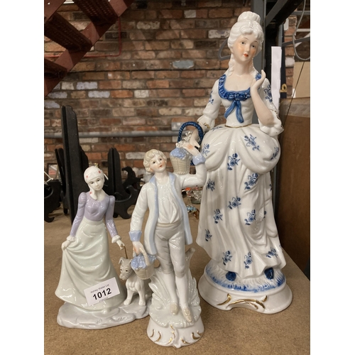 1012 - A COLLECTION OF THREE CONTINENTAL FIGURINES