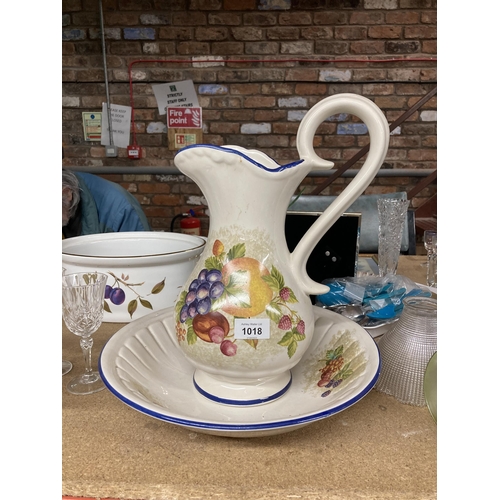 1018 - A VINTAGE WASH BOWL AND JUG