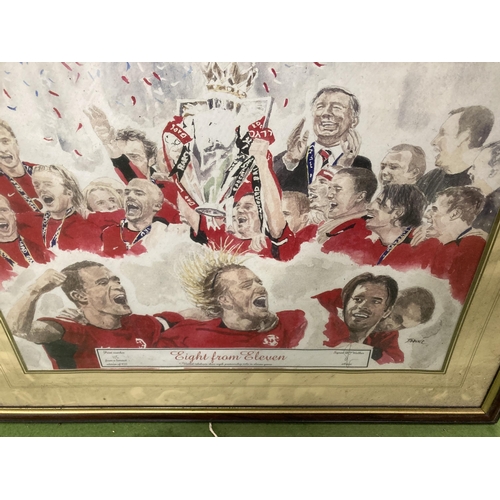 1030 - A MANCHESTER UNITED 'TEAM OF THE 90'S MIRROR - FADED AND A LIMITED EDITION 115/950 PRINT OF 'EIGHT F... 