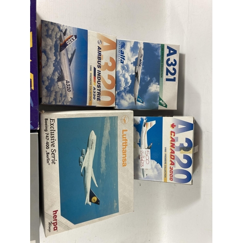 500 - A COLLECTION OF HERPA BOXED MODEL AEROPLANES - 6 IN TOTAL