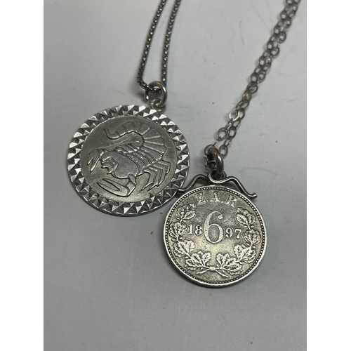 650A - FOUR SILVER NECKLACES WITH PENDANTS