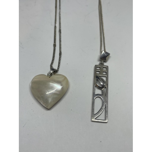 686 - FOUR SILVER NECKLACES WITH PENDANTS