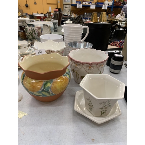 856 - A QUANTITY OF CERAMIC PLANTERS, ETC