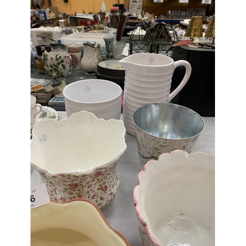 856 - A QUANTITY OF CERAMIC PLANTERS, ETC