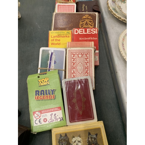 860 - A COLLECTION OF VINTAGE PLAYING CARDS, ETC