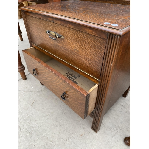 2934 - A VICTORIAN MAHOGANY DINING CHAIR, PAIR OF EDWARDIAN BEDROOM CHAIRS AND OAK BEDSIDE LOCKER WITH DRAW... 