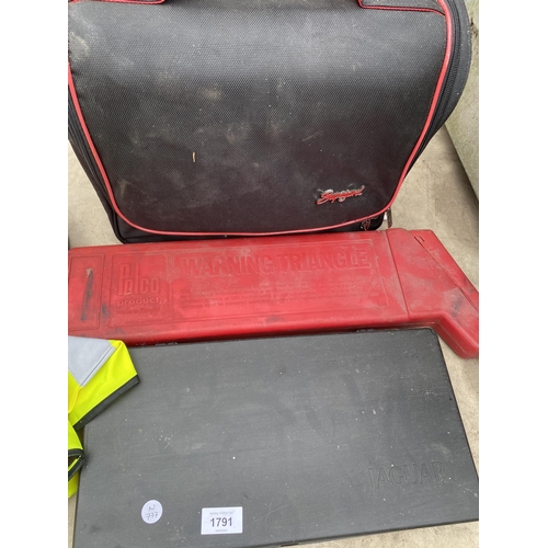 AN ASSORTMENT OF ITEMS TO INCLUDE A CAR CLEANING KIT, A JAGUAR TOOL KIT