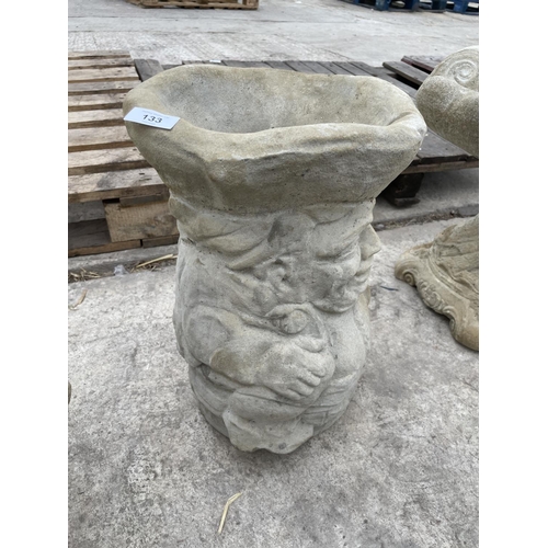 133 - A LARGE CONCRETE TOBY JUG PLANTER NO VAT