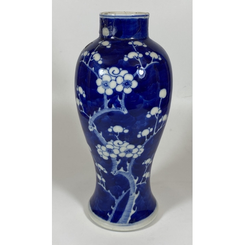 306 - A LATE 19TH / EARLY 20TH CENTURY CHINESE PRUNUS BLOSSOM PATTERN VASE, DOUBLE RING MARK TO BASE, HEIG... 