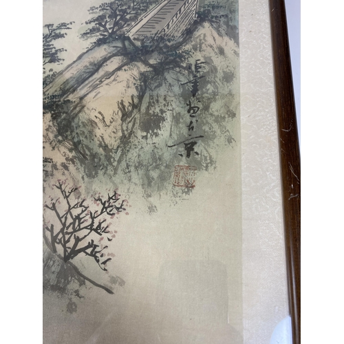 366 - A CHINESE 20TH CENTURY FRAMED PRINT OF THE GREAT WALL OF CHINA, SIGNED, 46 X 36CM