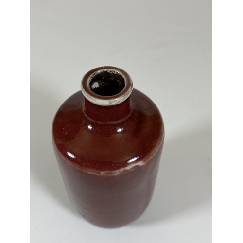 399 - A CHINESE SANG DE BOEUF BOTTLE VASE, HEIGHT 12CM