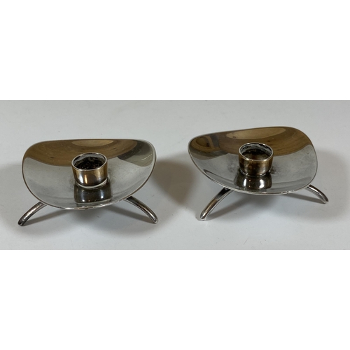 100 - A PAIR OF ATLA DANISH SILVER PLATED SMALL CANDLE HOLDERS