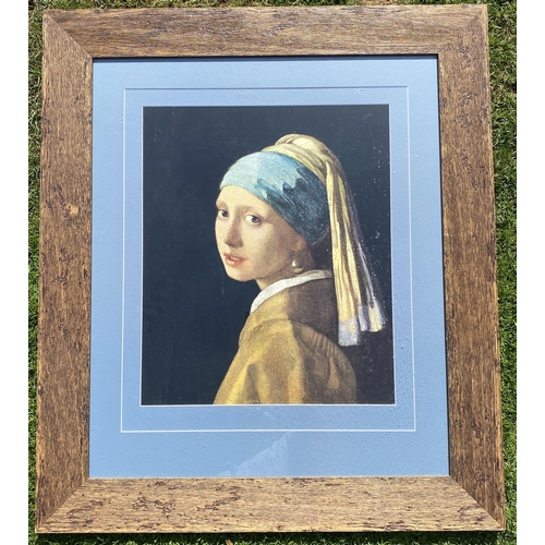 104 - A VINTAGE OAK FRAMED AFTER JOHANNES VERMEER 'GIRL WITH PEARL EARRING' PRINT 86 X 75CM