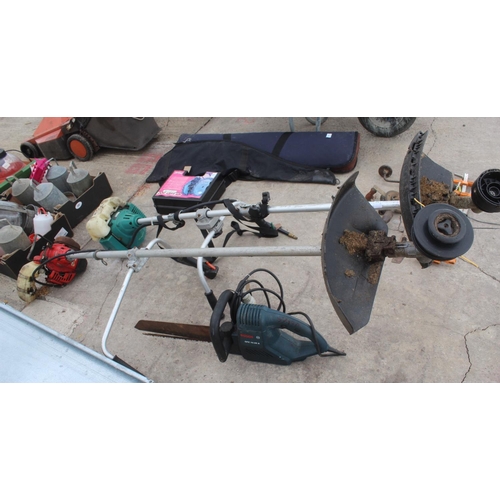 2 SOR PETROL STRIMMERS AND BOSCH ELECTRIC SAW (WORKING) NO VAT
