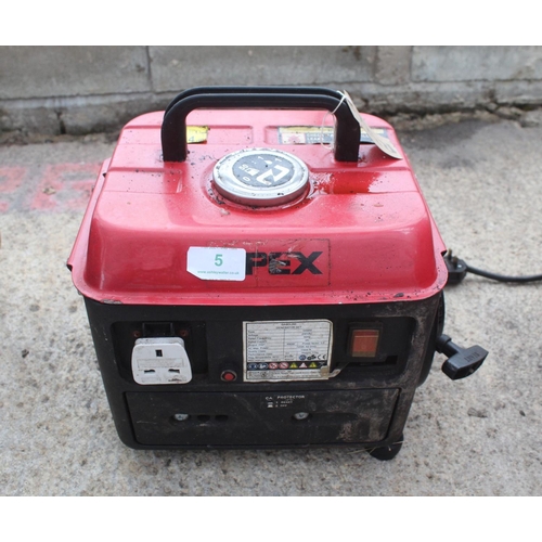 5 - APEX PETROL GENERATOR (WORKING)  NO VAT