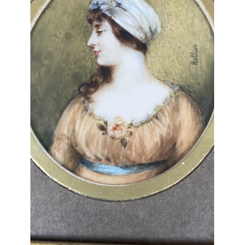 10 - A HAND HIGHLIGHTED PORTRAIT OF A LADY, SIGNED, IN LATER GILT FRAME, 19 X 17CM