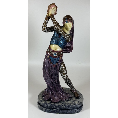 11 - AN ART DECO STYLE FIGURE OF A FEMALE DANCER, HEIGHT 40CM