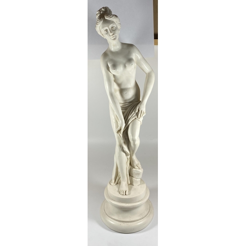 14 - AN ITALIAN MARBLE EFFECT RESIN NUDE LADY FIGURE, HEIGHT 59CM