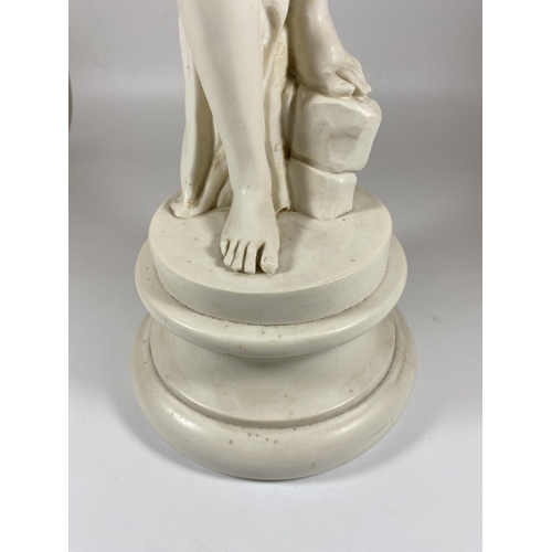 14 - AN ITALIAN MARBLE EFFECT RESIN NUDE LADY FIGURE, HEIGHT 59CM